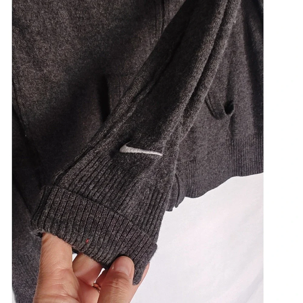 Nike‎ Hoodie Charcoal Gray Wool Blend Full Zip Knit Sweater Cardigan Large L